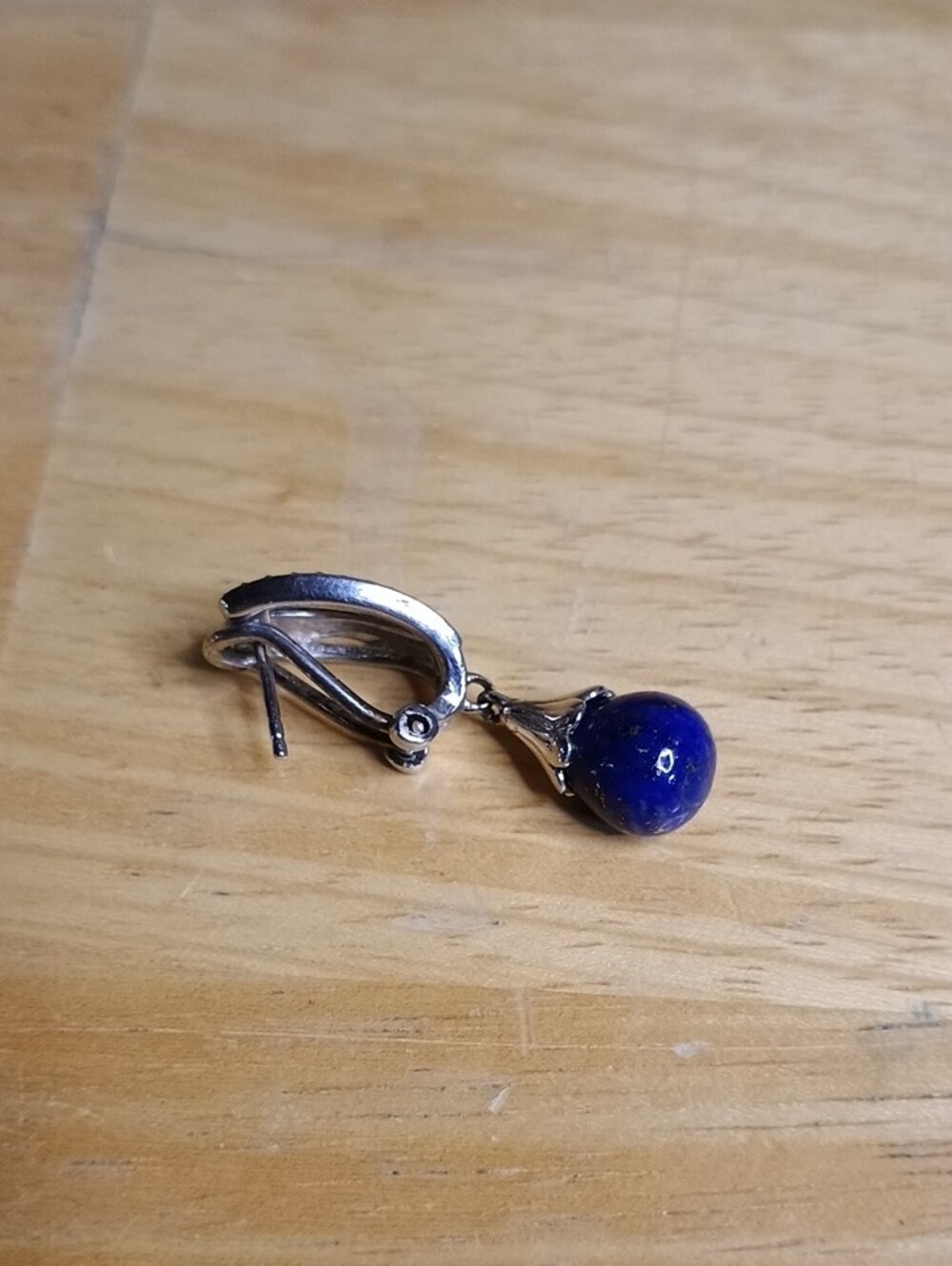 Silver Toned Blue Lapis Lazuli Ring and Drop Earrings Set - Picture 2 of 4